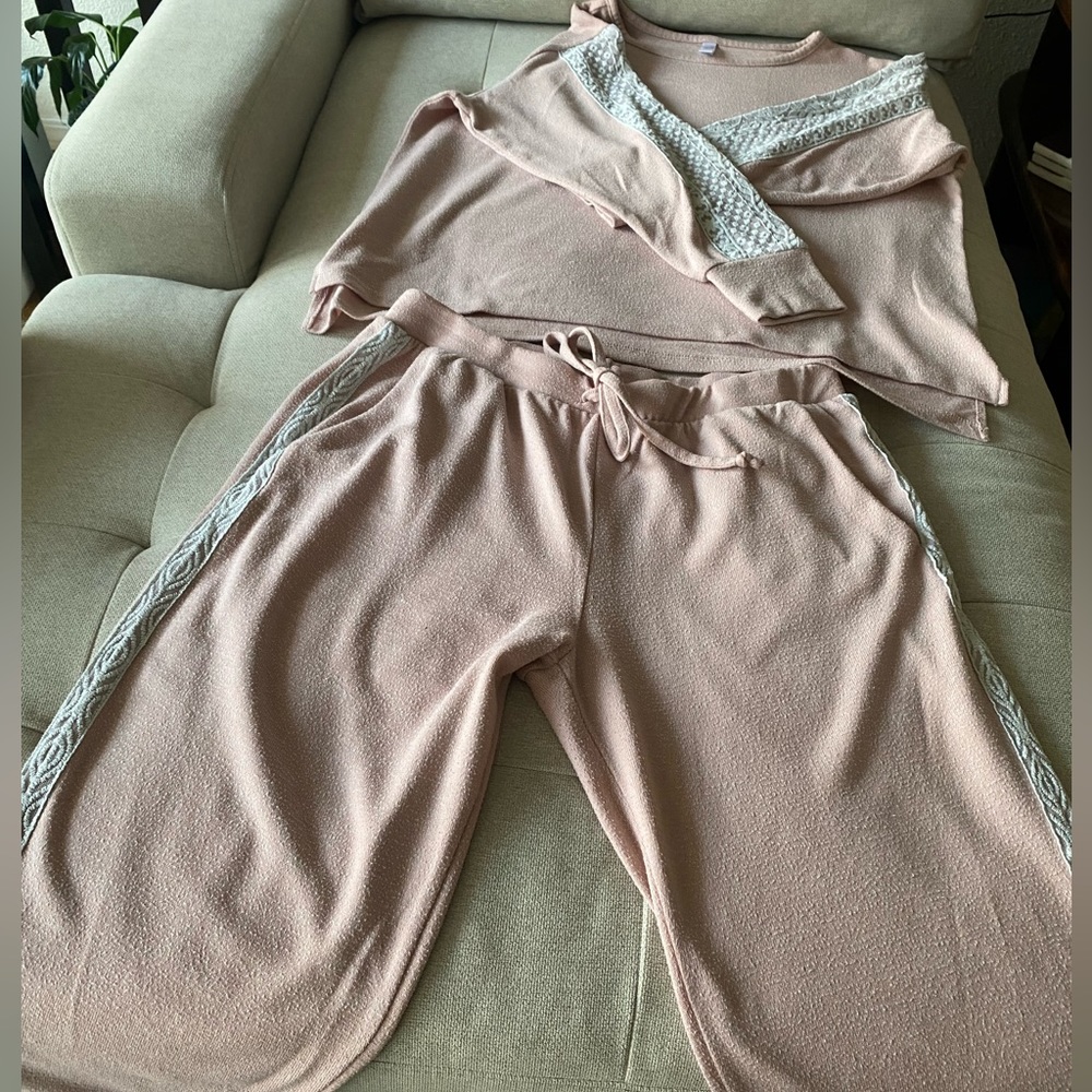 Pink lounging pajamas